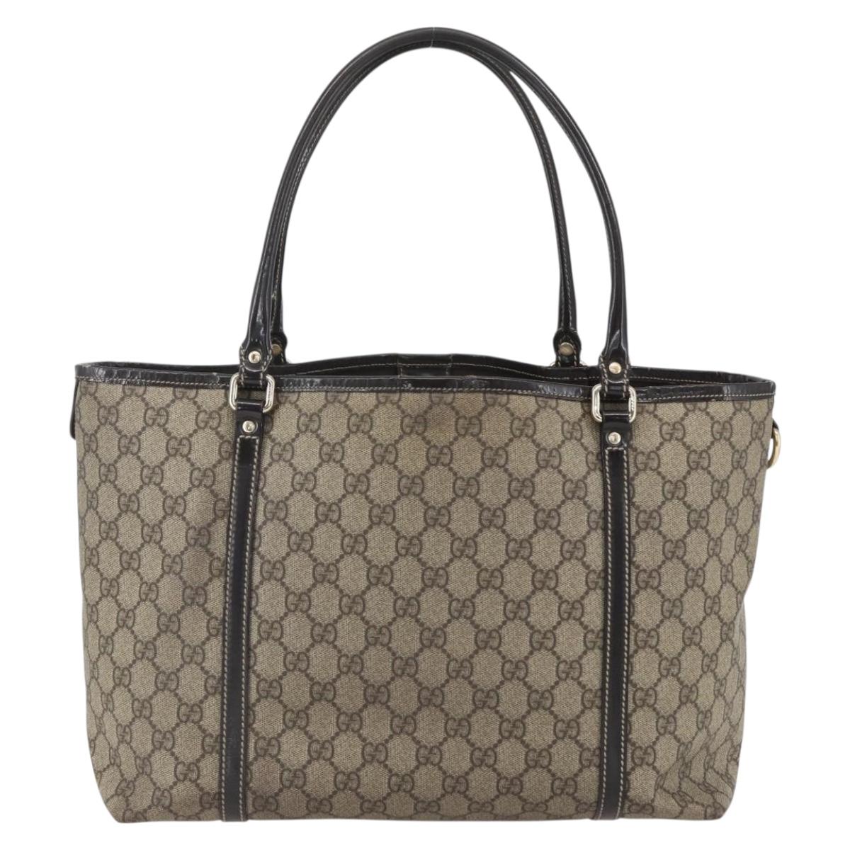 GUCCI GG Supreme Tote Bag PVC Beige Gold 197953 Auth 151584