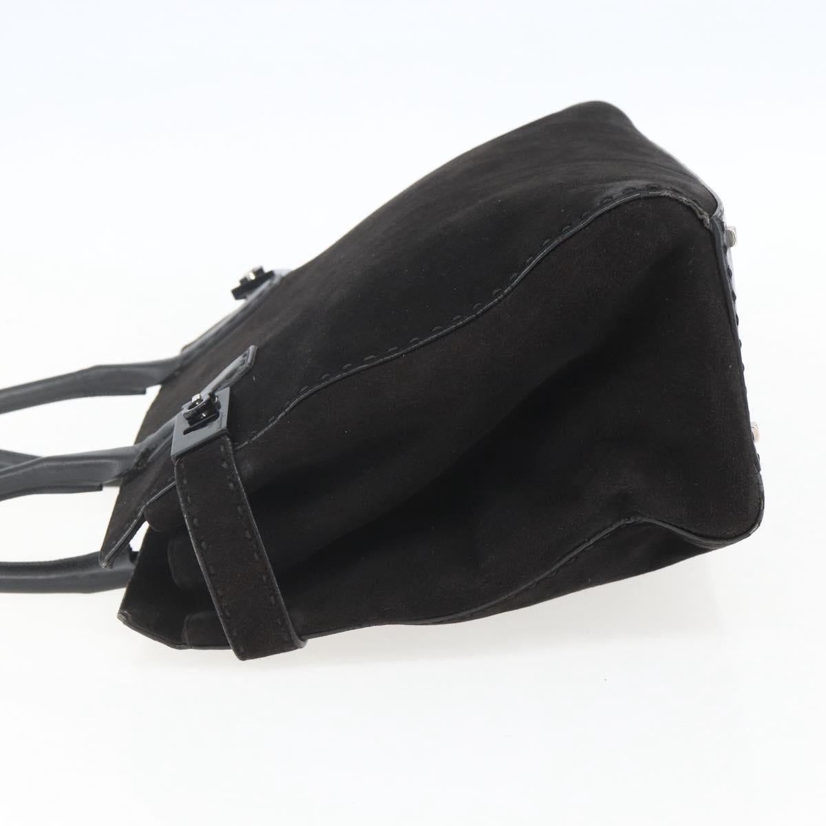 Salvatore Ferragamo Tote Bag Suede Black Silver Auth 151590