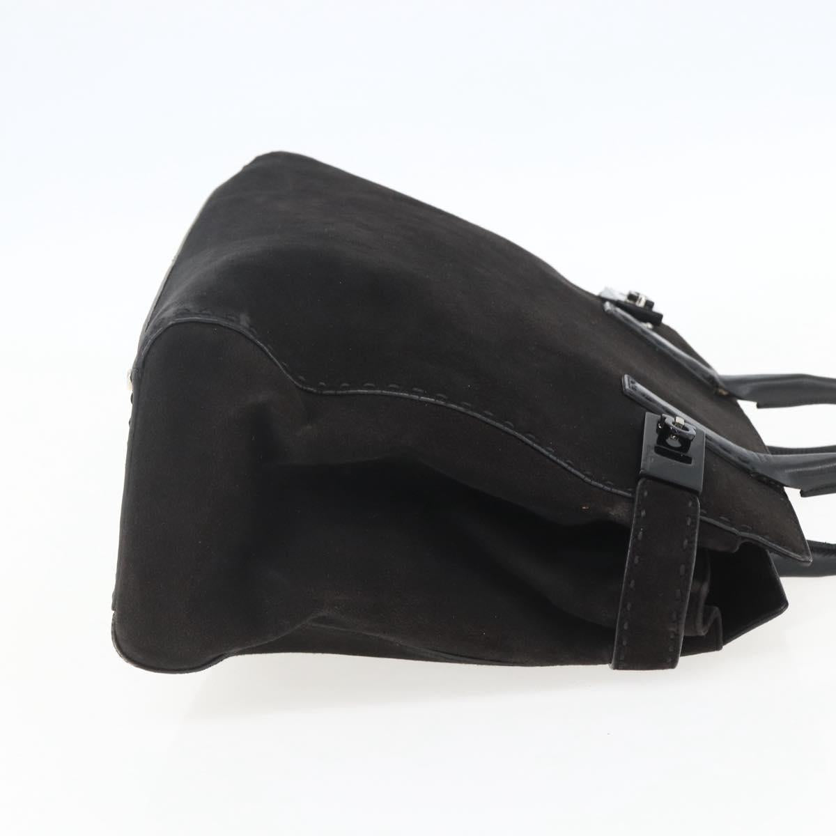 Salvatore Ferragamo Tote Bag Suede Black Silver Auth 151590