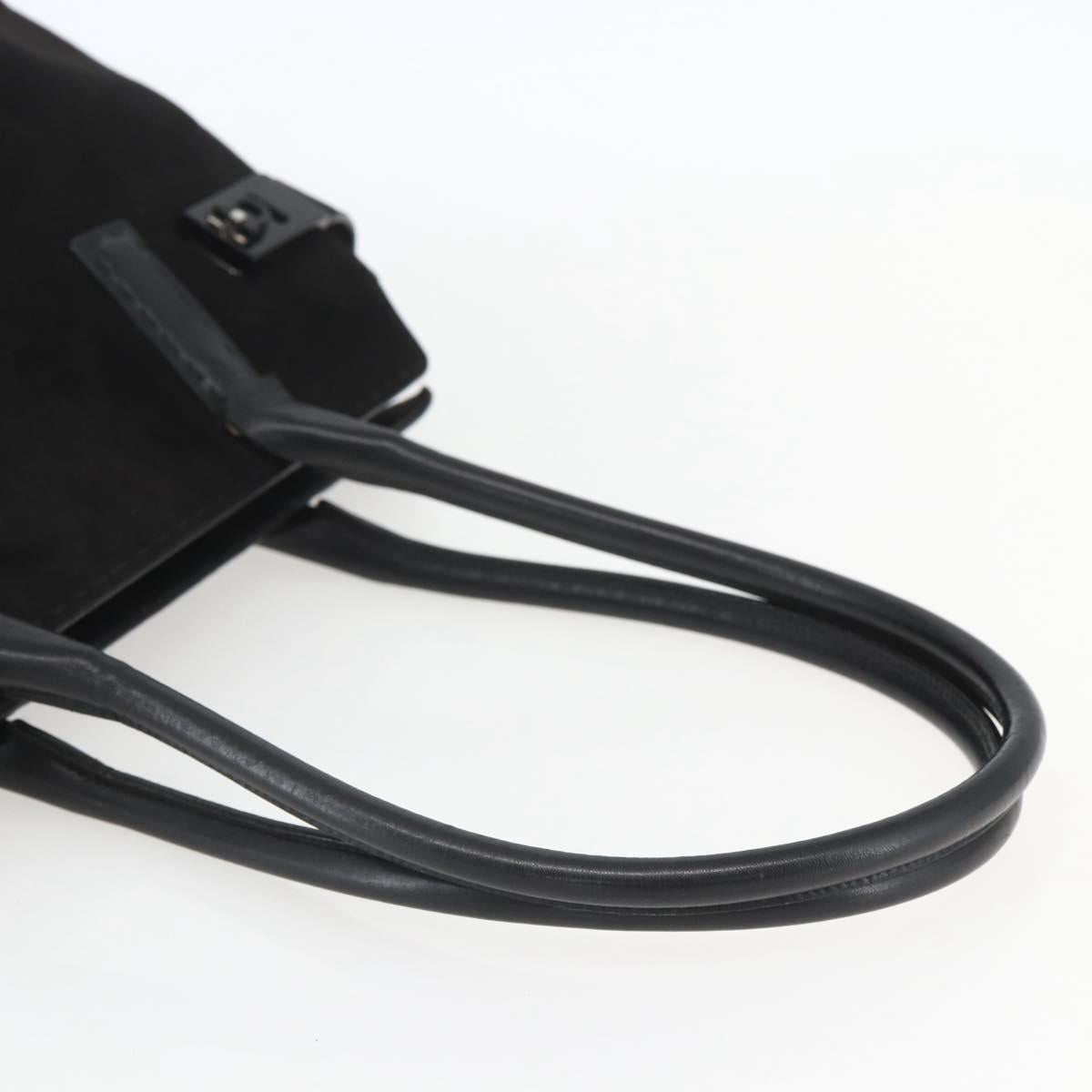 Salvatore Ferragamo Tote Bag Suede Black Silver Auth 151590