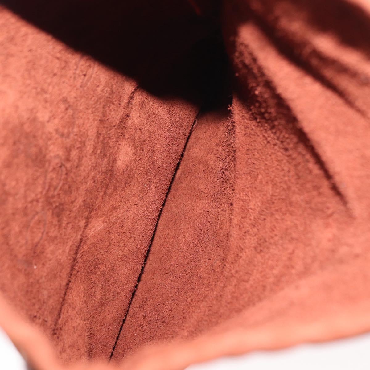 GUCCI Purse Pouch Suede Brown Gold Auth 151593