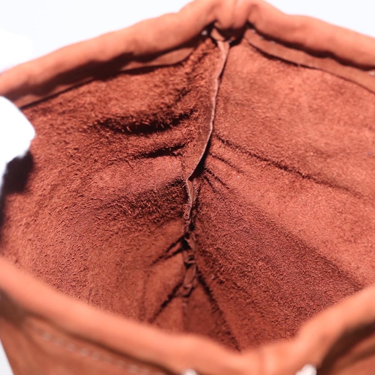 GUCCI Purse Pouch Suede Brown Gold Auth 151593