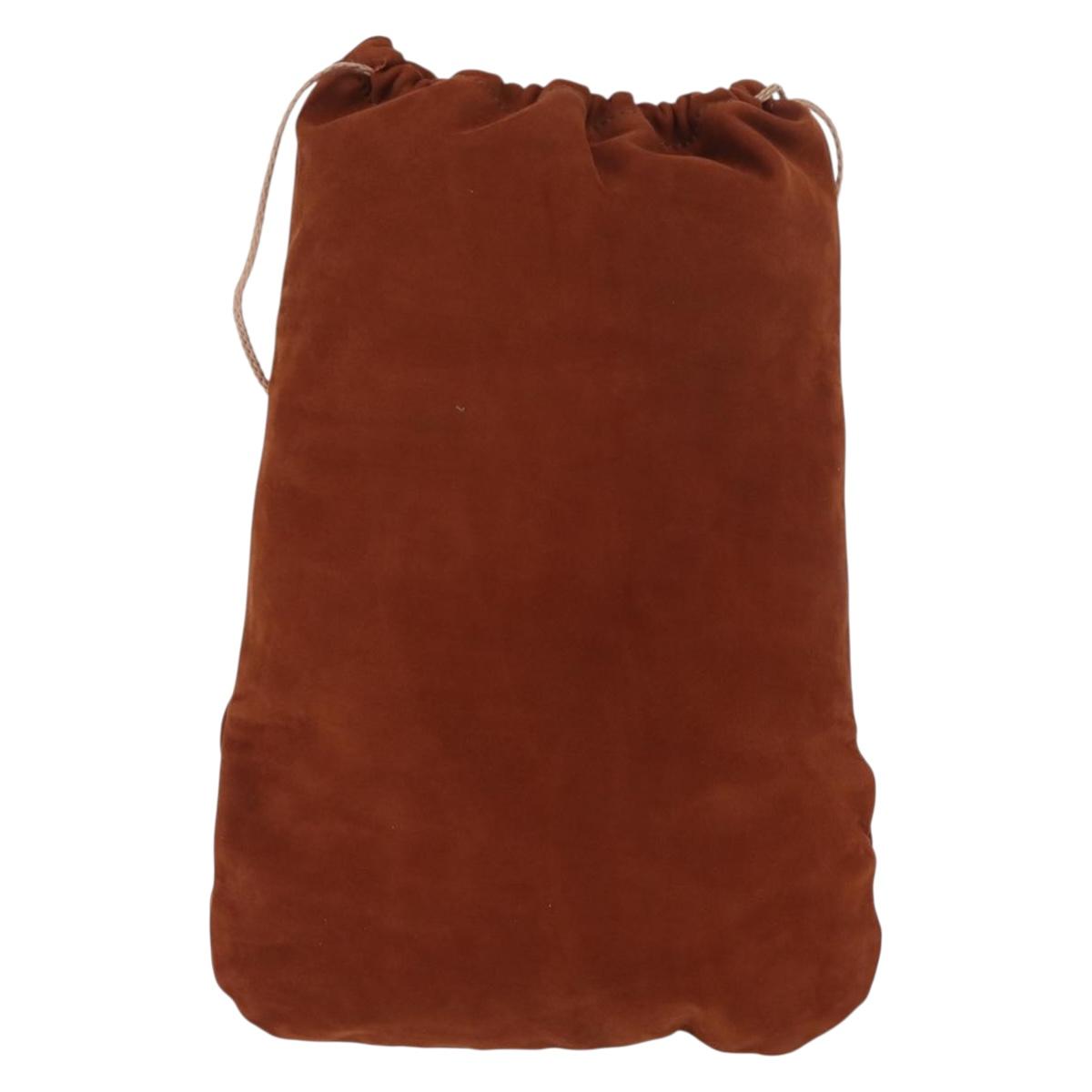 GUCCI Purse Pouch Suede Brown Gold Auth 151593