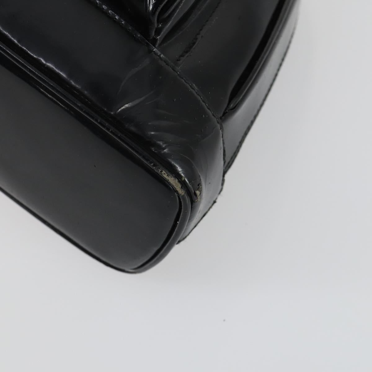 GUCCI Bamboo Shoulder Bag Patent leather Black Gold 003 3444 0127 Auth 151595