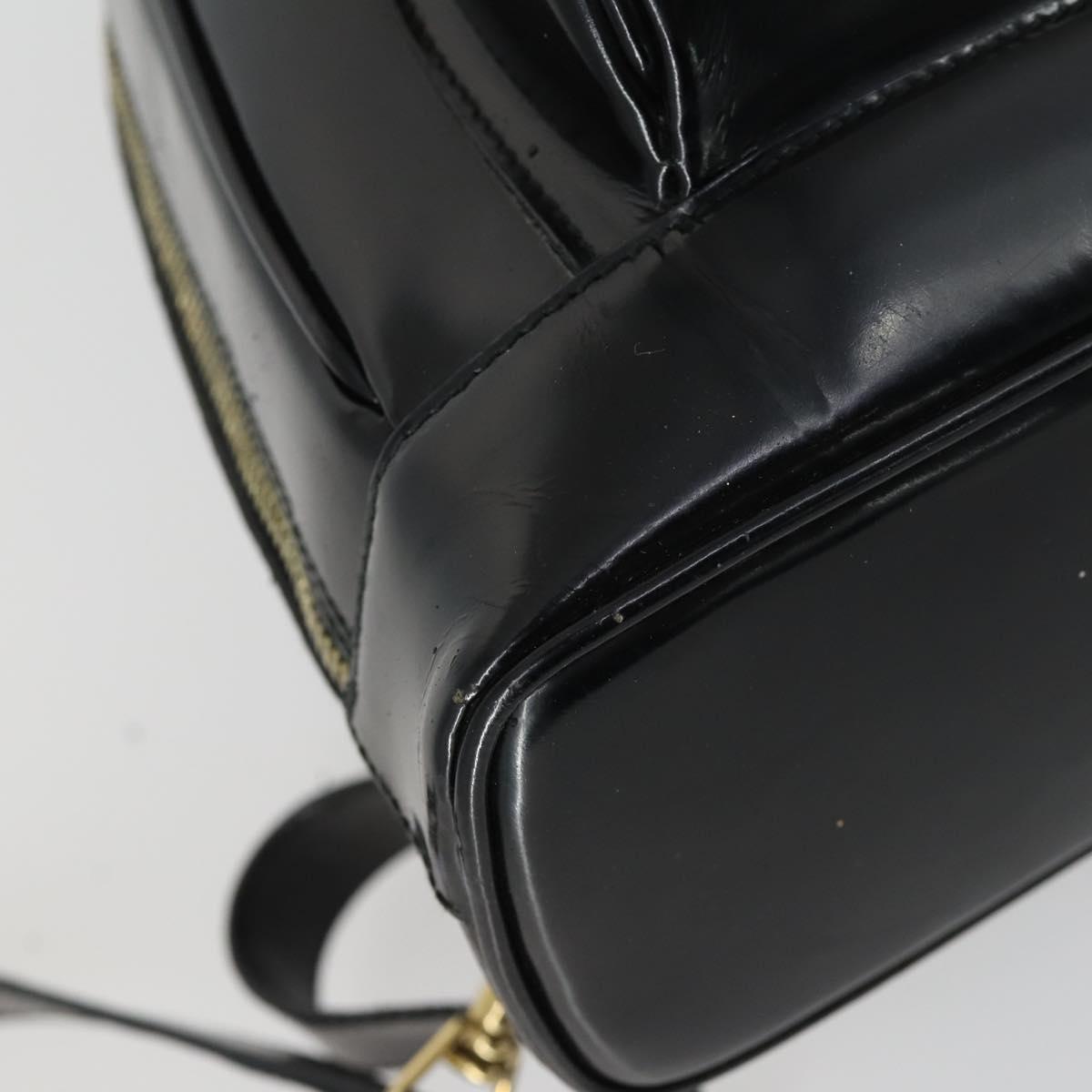 GUCCI Bamboo Shoulder Bag Patent leather Black Gold 003 3444 0127 Auth 151595