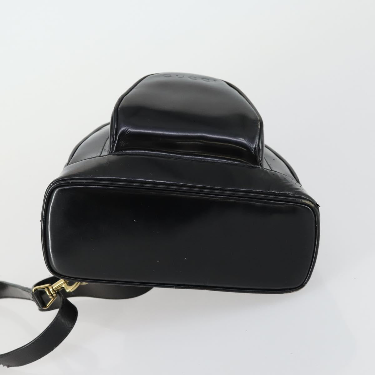 GUCCI Bamboo Shoulder Bag Patent leather Black Gold 003 3444 0127 Auth 151595
