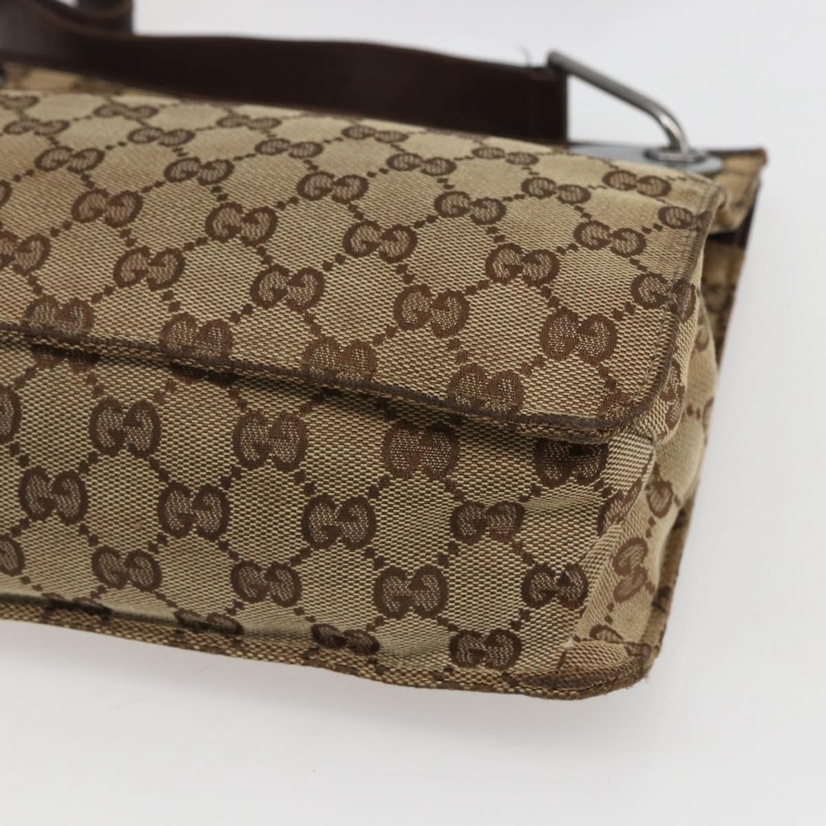 GUCCI GG Canvas Shoulder Bag Beige Silver 120841 Auth 151597