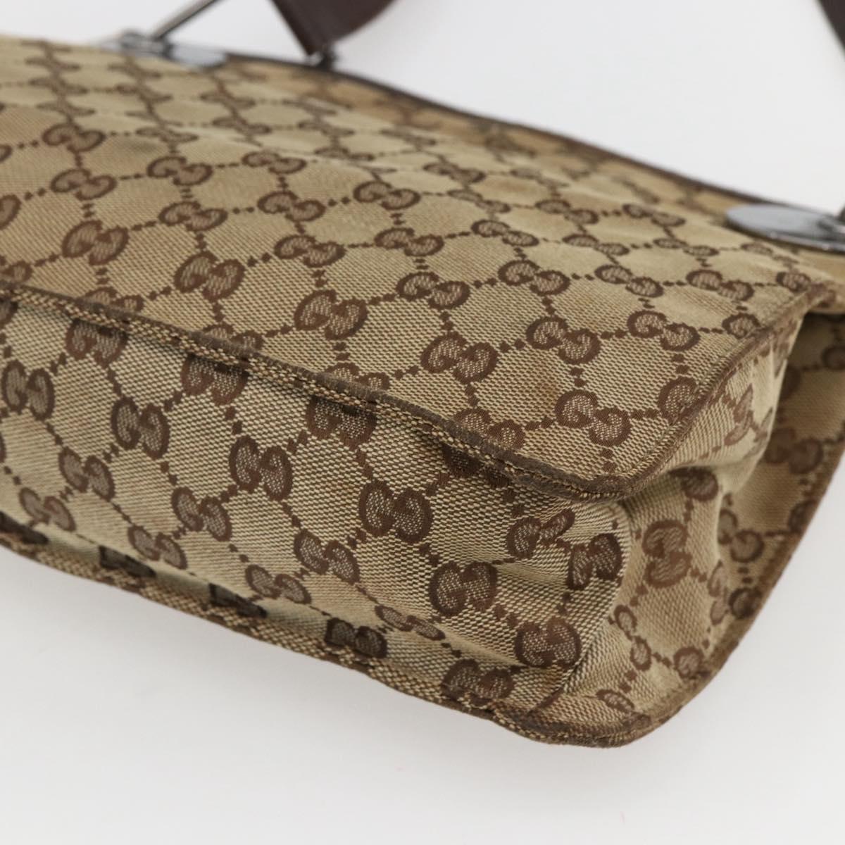 GUCCI GG Canvas Shoulder Bag Beige Silver 120841 Auth 151597