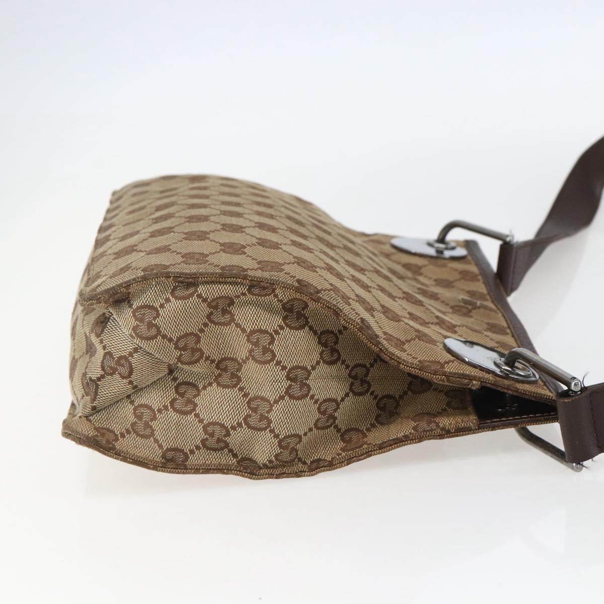 GUCCI GG Canvas Shoulder Bag Beige Silver 120841 Auth 151597