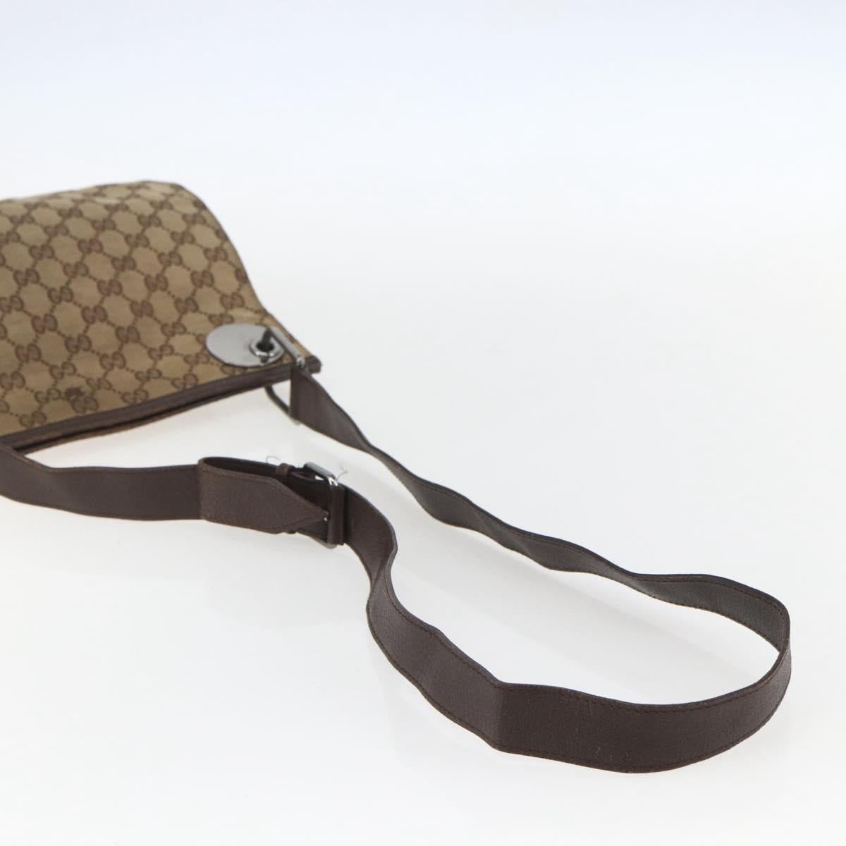 GUCCI GG Canvas Shoulder Bag Beige Silver 120841 Auth 151597