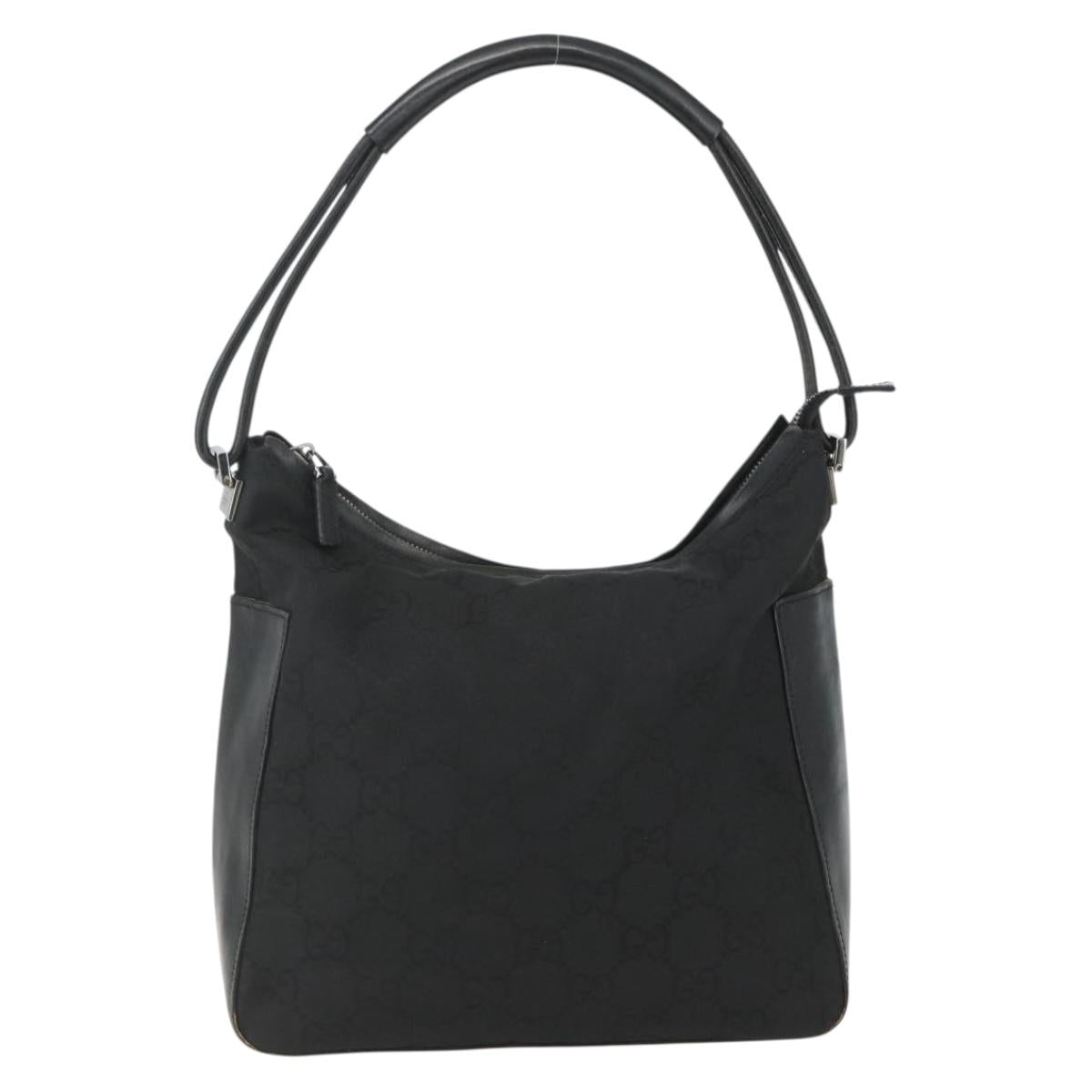 GUCCI GG Canvas Shoulder Bag Black Silver 001 3766 2123 Auth 151598