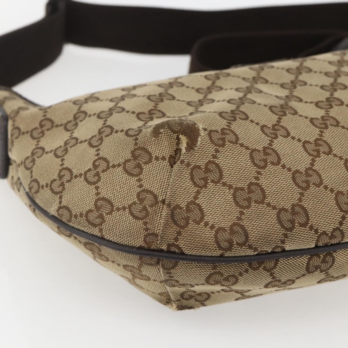 GUCCI GG Canvas Shoulder Bag Beige Silver 181092 Auth 151600