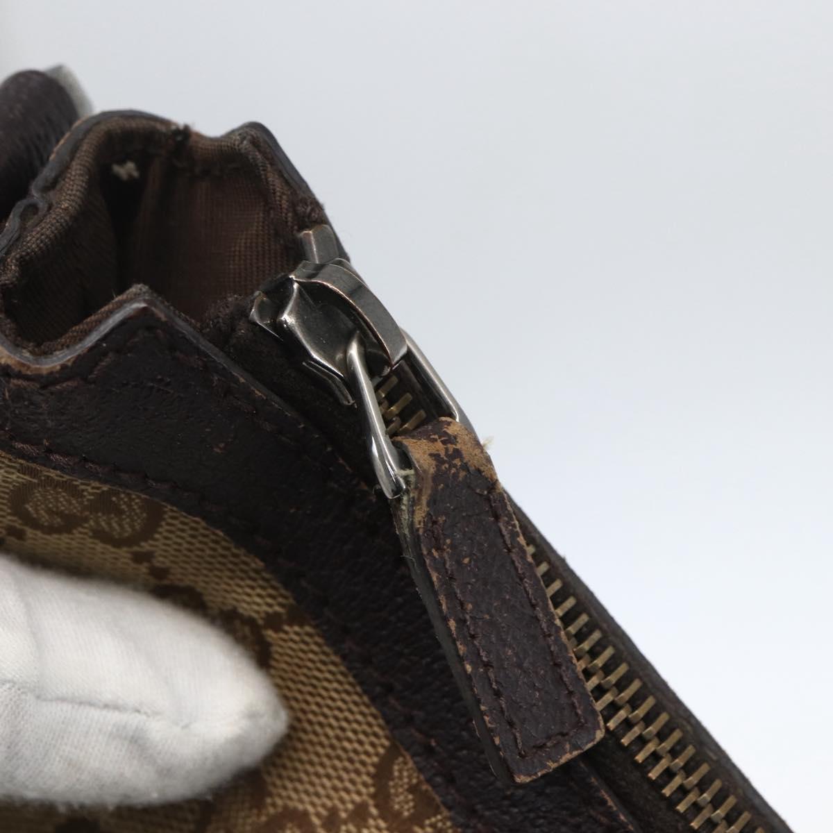 GUCCI GG Canvas Shoulder Bag Beige Silver 181092 Auth 151600