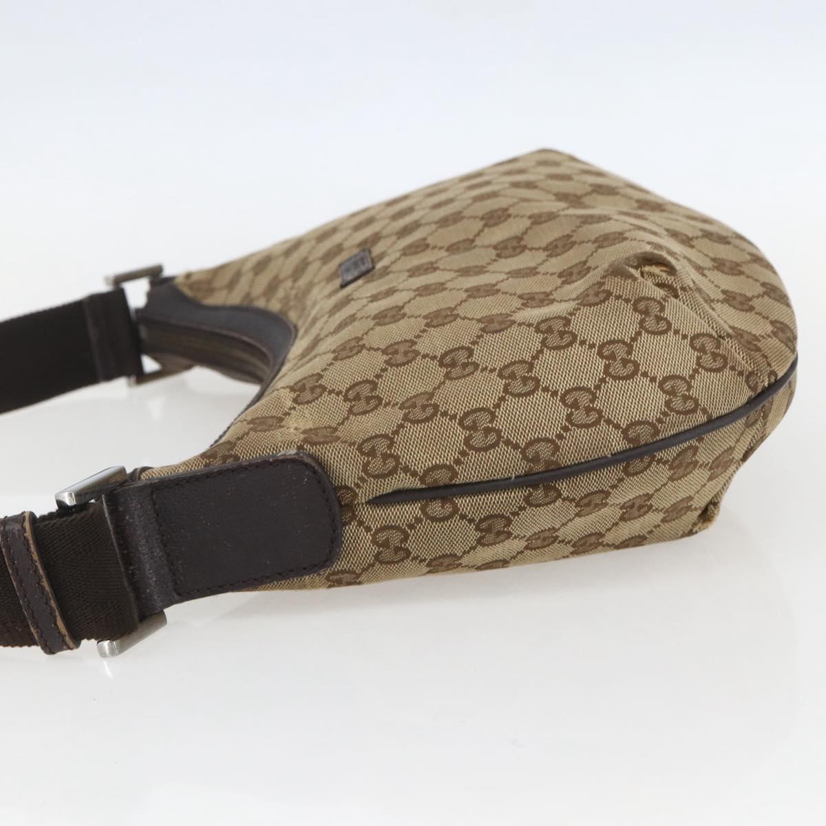 GUCCI GG Canvas Shoulder Bag Beige Silver 181092 Auth 151600