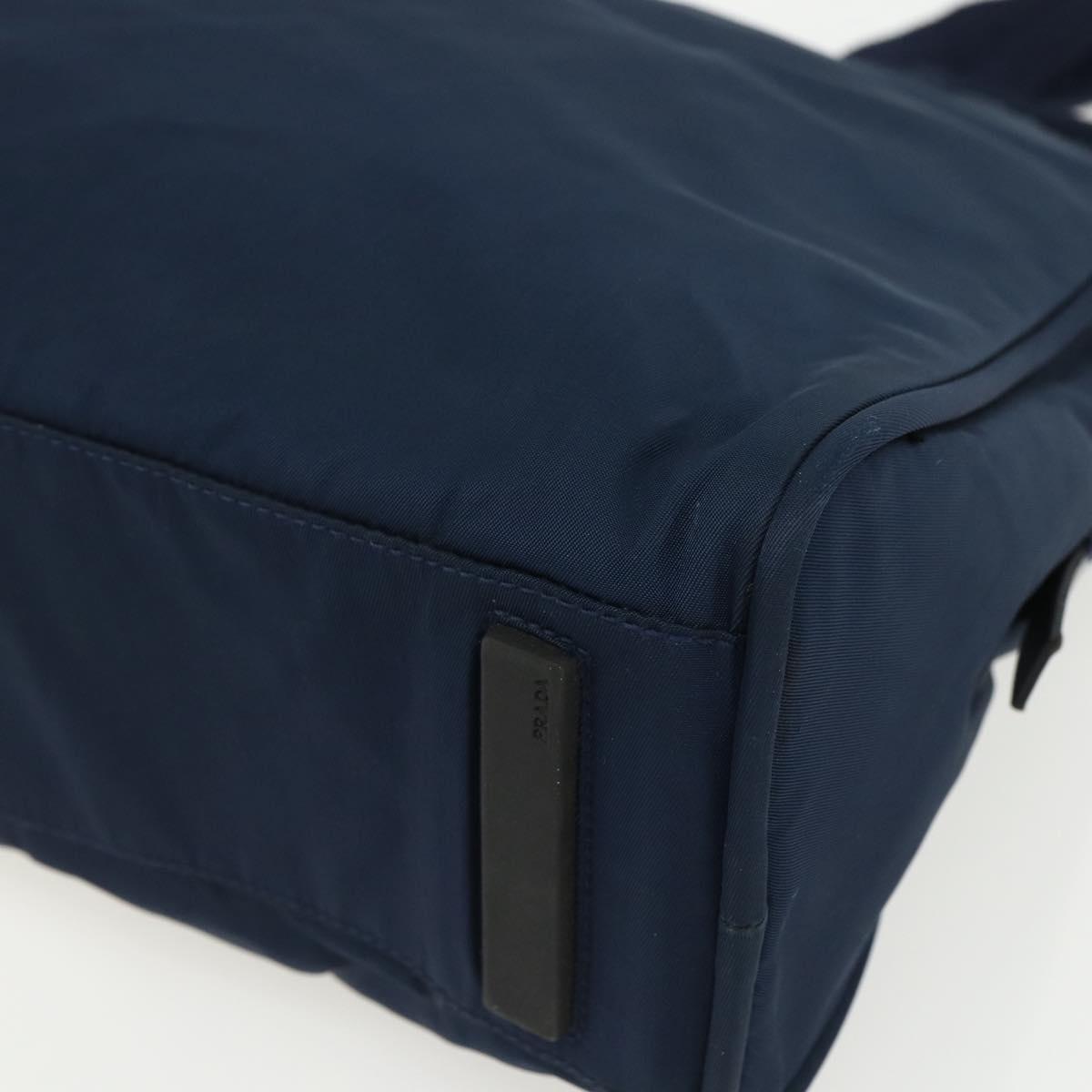 PRADA Hand Bag Nylon Navy Silver Auth 151601