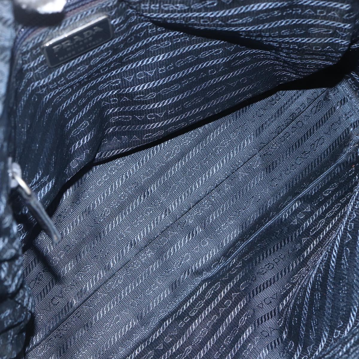 PRADA Hand Bag Nylon Navy Silver Auth 151601