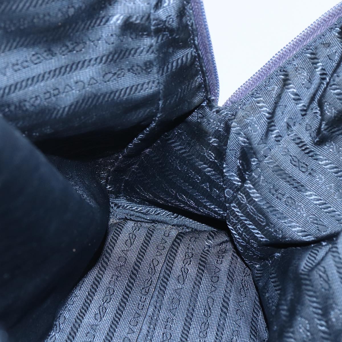 PRADA Hand Bag Nylon Navy Silver Auth 151601