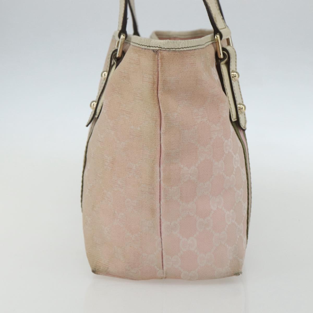 GUCCI GG Canvas Sherry Line Tote Bag Pink Gold khaki 137396 Auth 151602