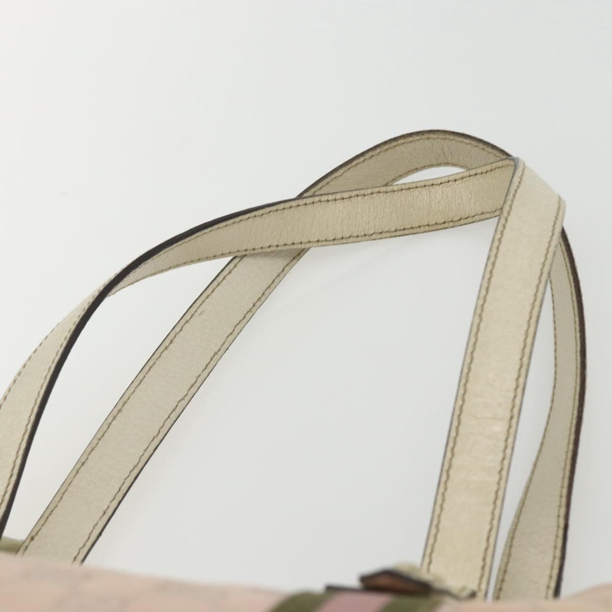 GUCCI GG Canvas Sherry Line Tote Bag Pink Gold khaki 137396 Auth 151602