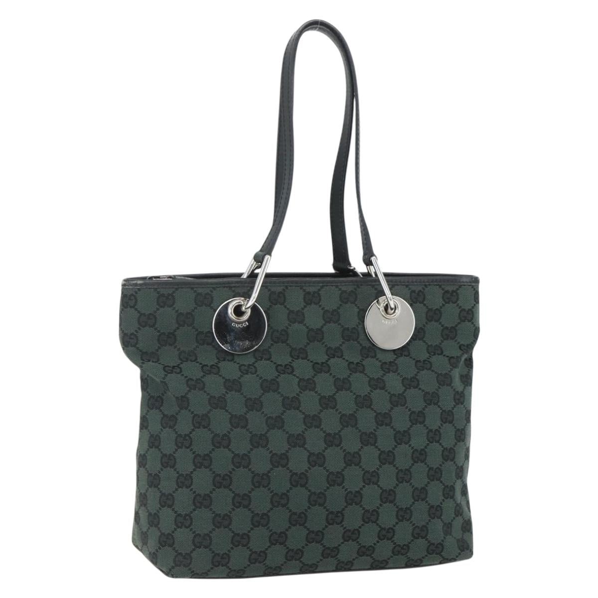 GUCCI GG Canvas Tote Bag Black Silver 285585 Auth 151603