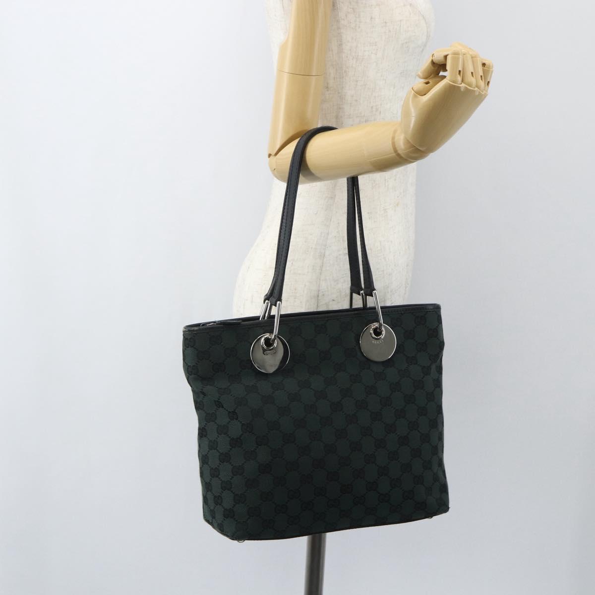 GUCCI GG Canvas Tote Bag Black Silver 285585 Auth 151603
