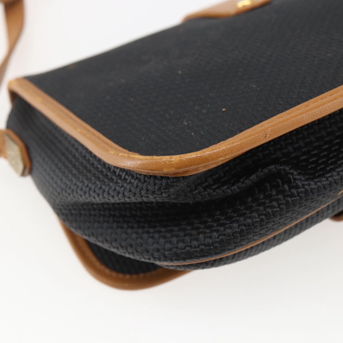 SAINT LAURENT Shoulder Bag Canvas Black Gold Auth 151604