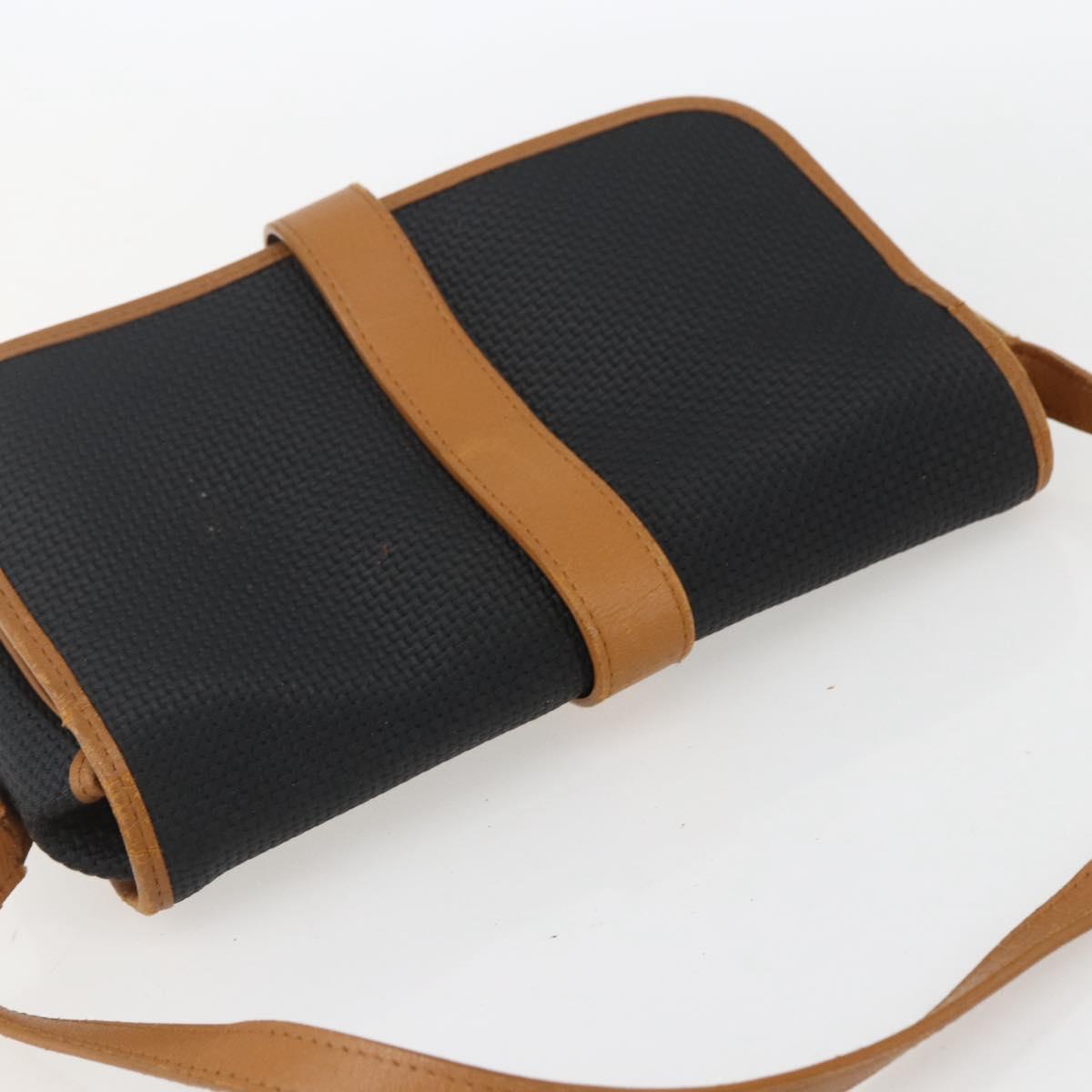 SAINT LAURENT Shoulder Bag Canvas Black Gold Auth 151604