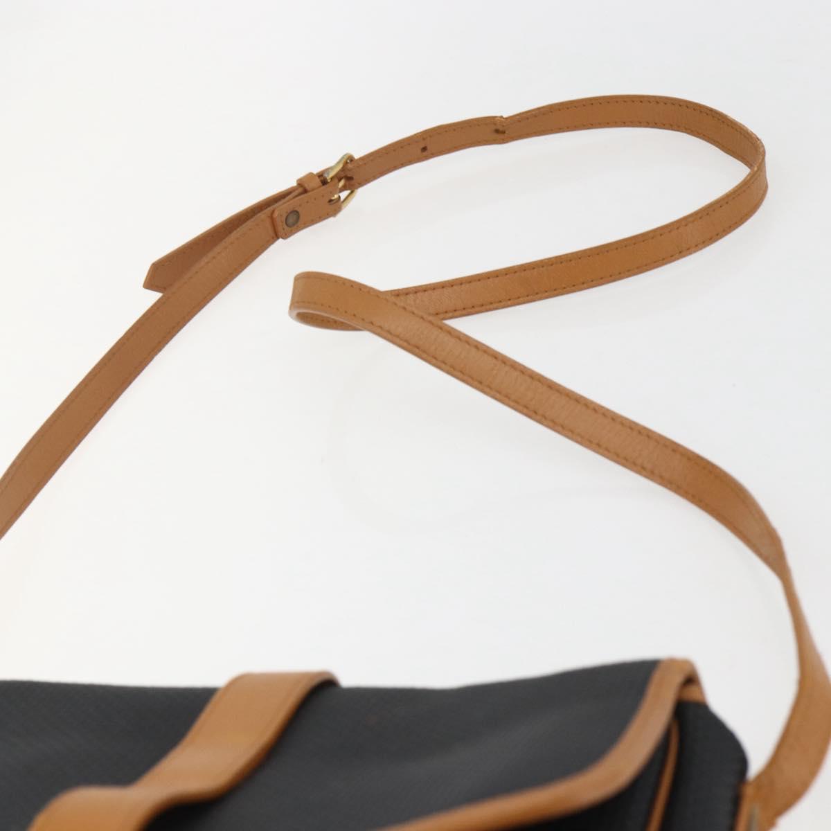 SAINT LAURENT Shoulder Bag Canvas Black Gold Auth 151604