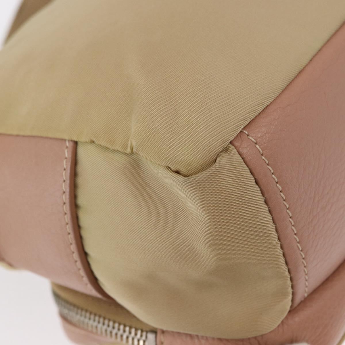 PRADA Shoulder Bag Nylon Beige Silver Auth 151605
