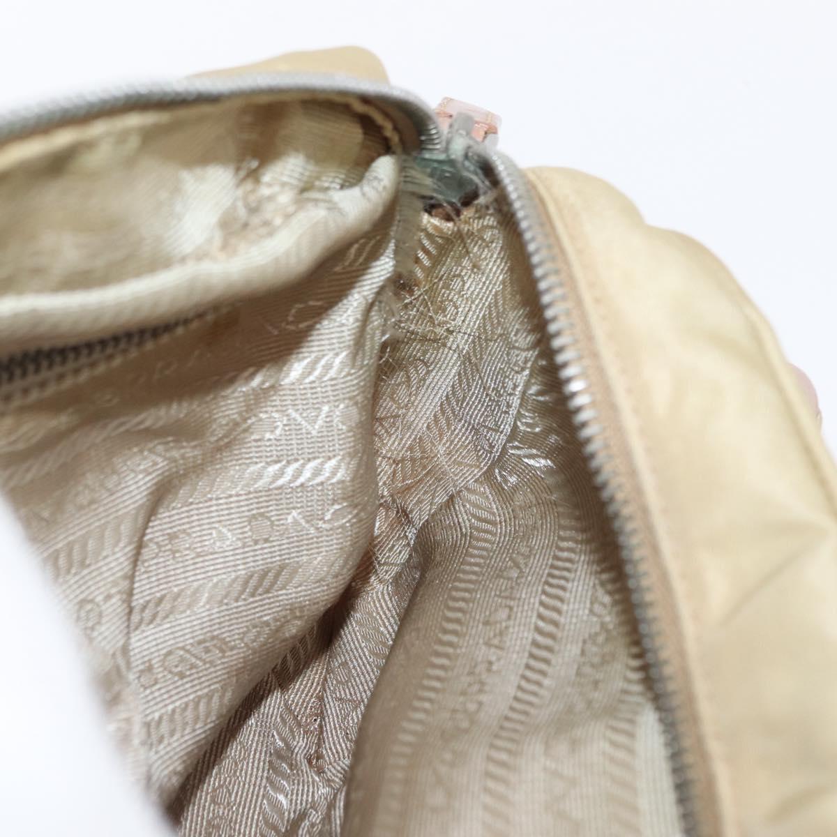 PRADA Shoulder Bag Nylon Beige Silver Auth 151605