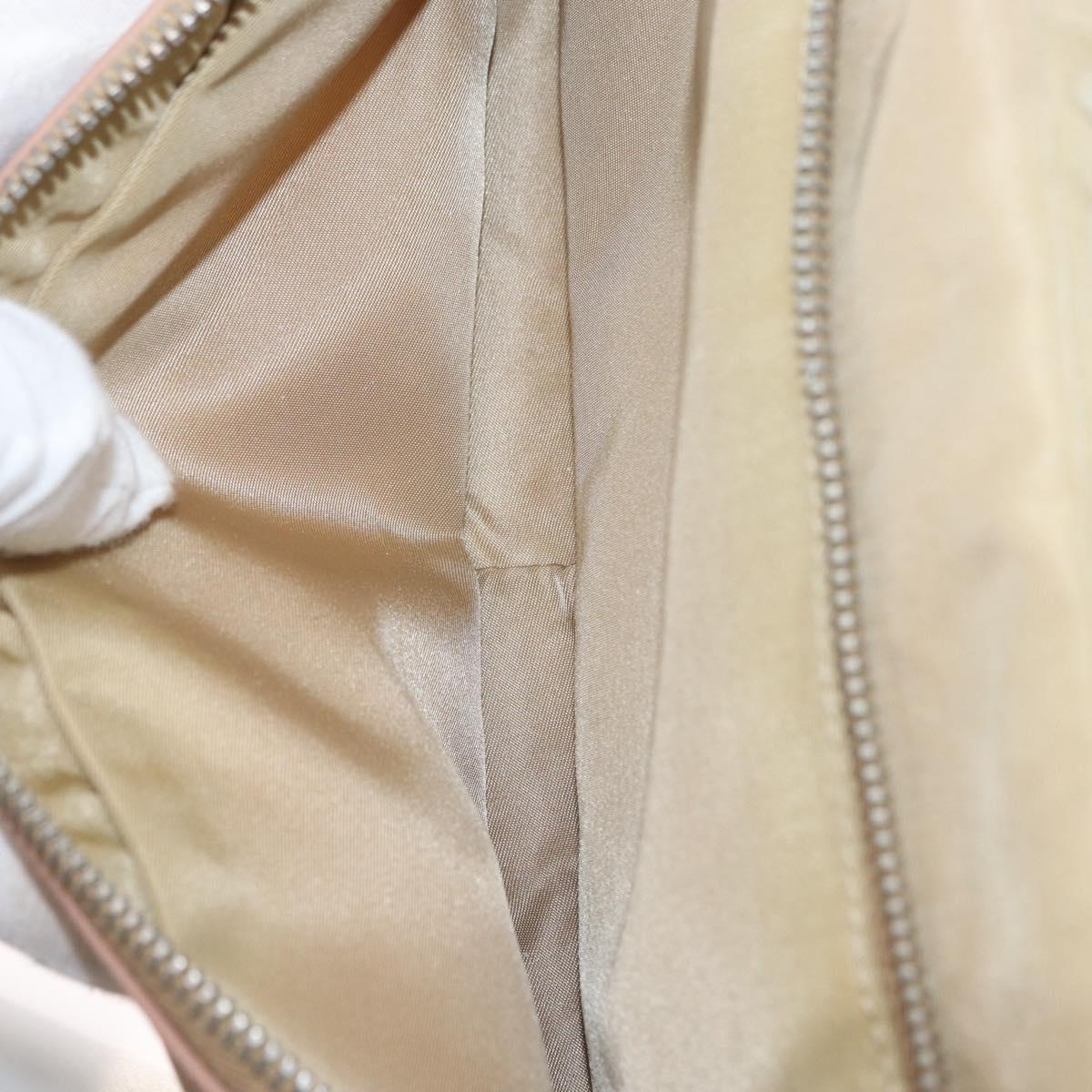 PRADA Shoulder Bag Nylon Beige Silver Auth 151605