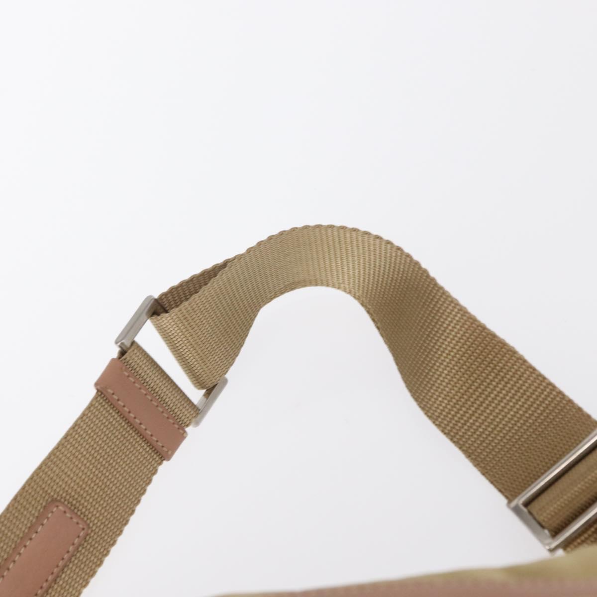 PRADA Shoulder Bag Nylon Beige Silver Auth 151605