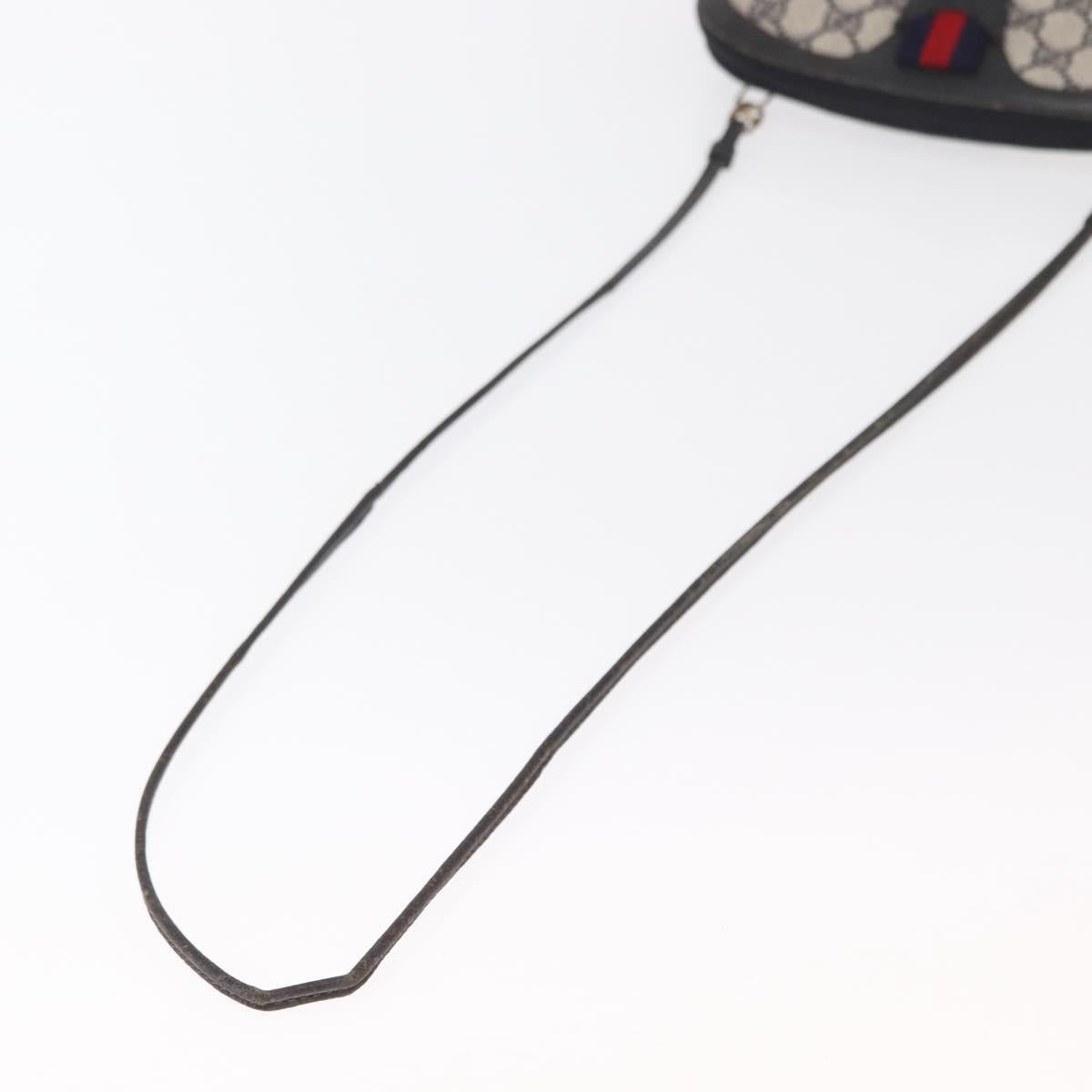 GUCCI GG Supreme Sherry Line Shoulder Bag PVC Navy Gold 904 02 047 Auth 151607