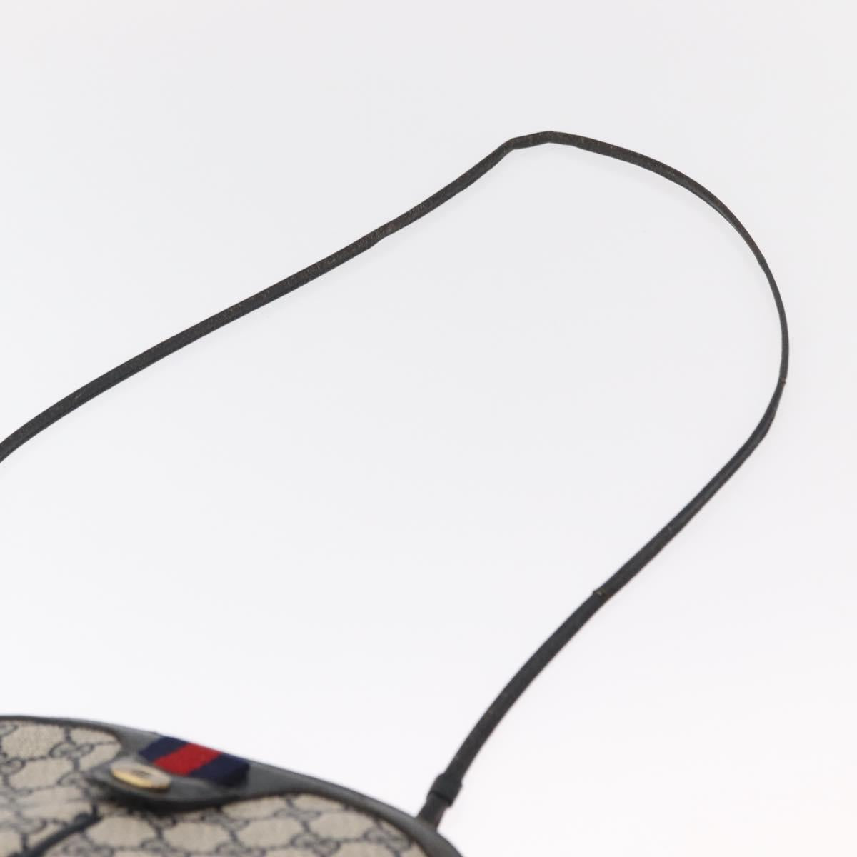 GUCCI GG Supreme Sherry Line Shoulder Bag PVC Navy Gold 904 02 047 Auth 151607