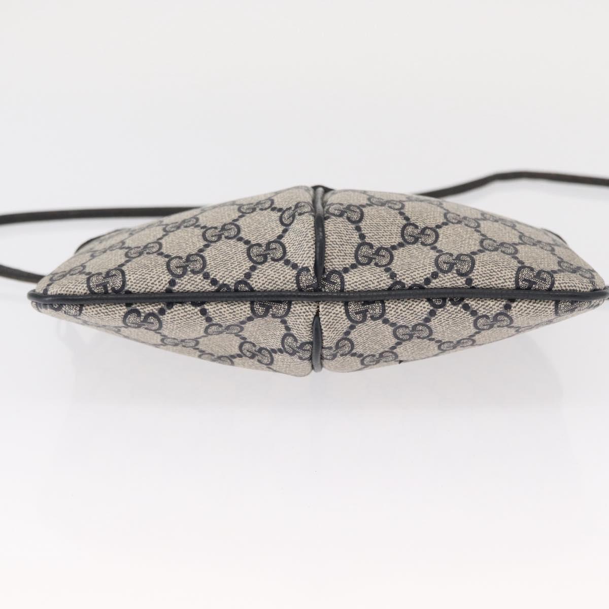 GUCCI GG Supreme Sherry Line Shoulder Bag PVC Navy Gold 904 02 047 Auth 151607