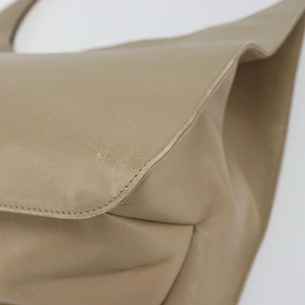 GUCCI Shoulder Bag Leather Beige Silver 001 3167 Auth 151609