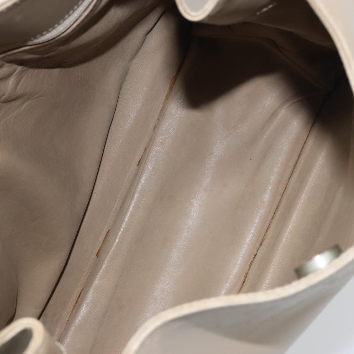 GUCCI Shoulder Bag Leather Beige Silver 001 3167 Auth 151609