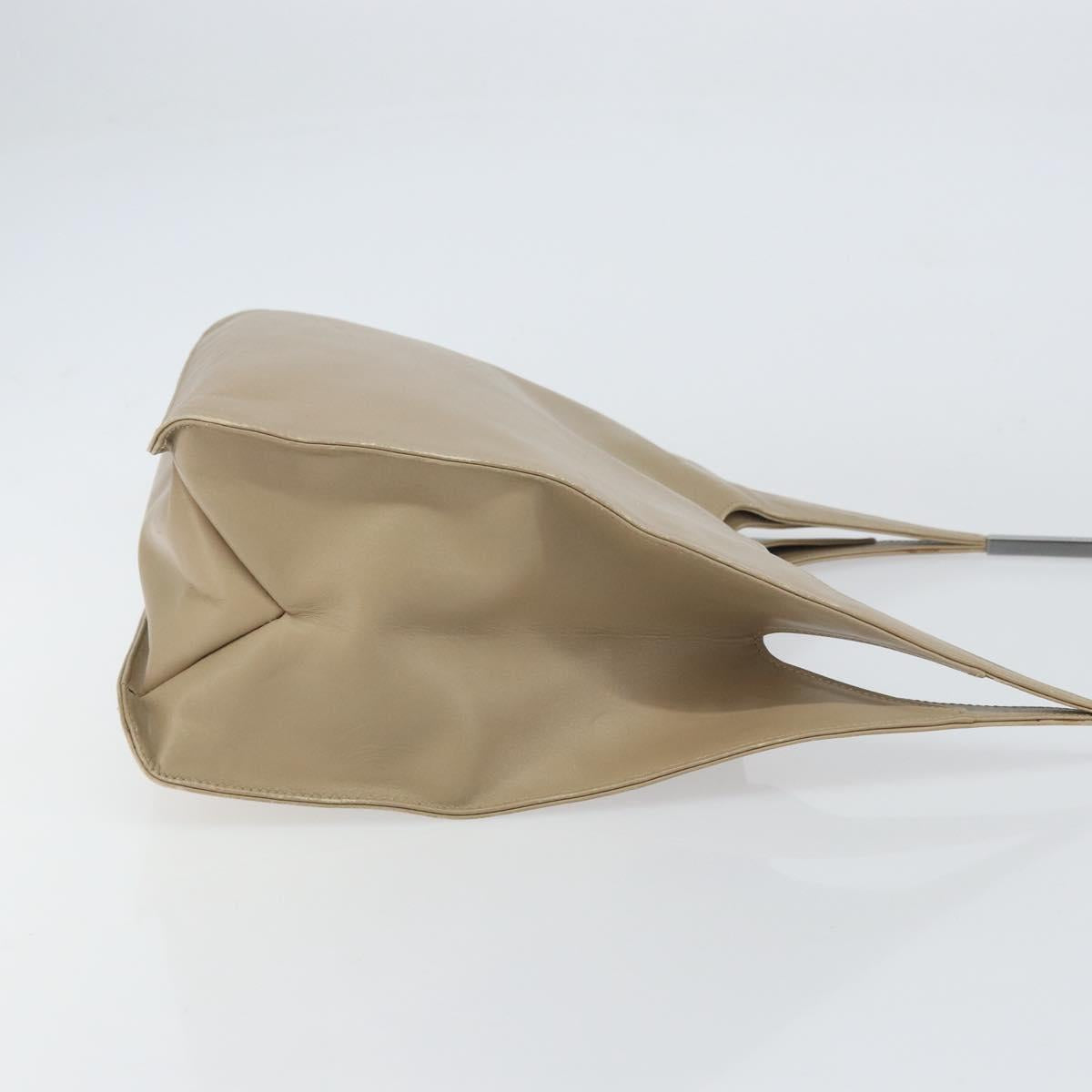 GUCCI Shoulder Bag Leather Beige Silver 001 3167 Auth 151609