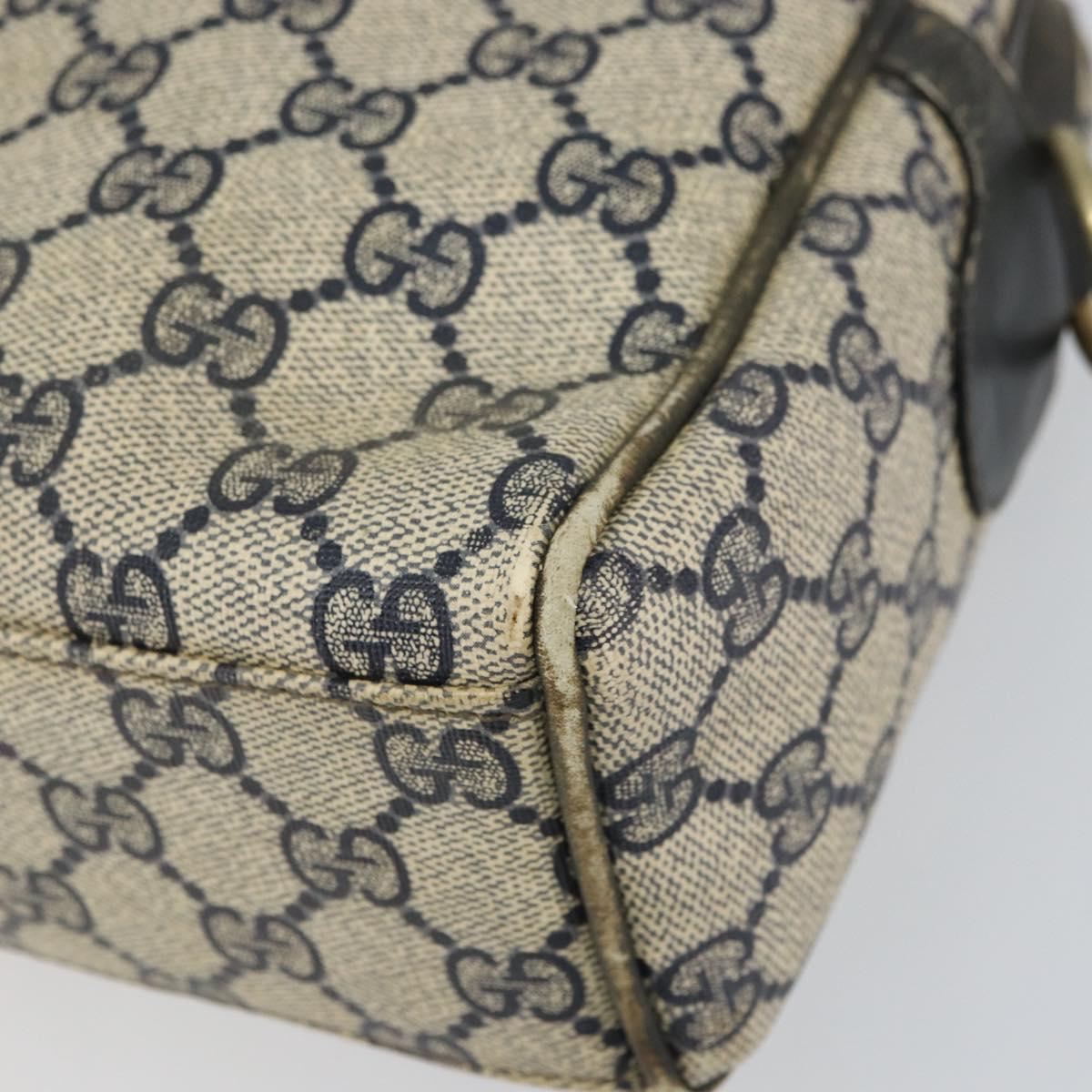 GUCCI GG Supreme Sherry Line Hand Bag PVC Navy Gold Auth 151610