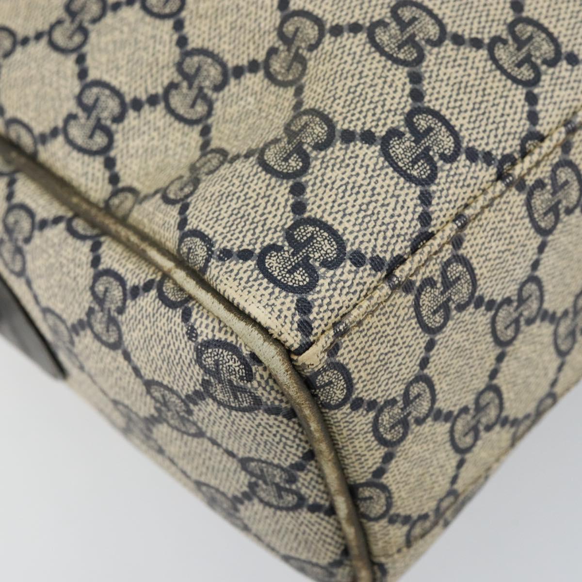 GUCCI GG Supreme Sherry Line Hand Bag PVC Navy Gold Auth 151610