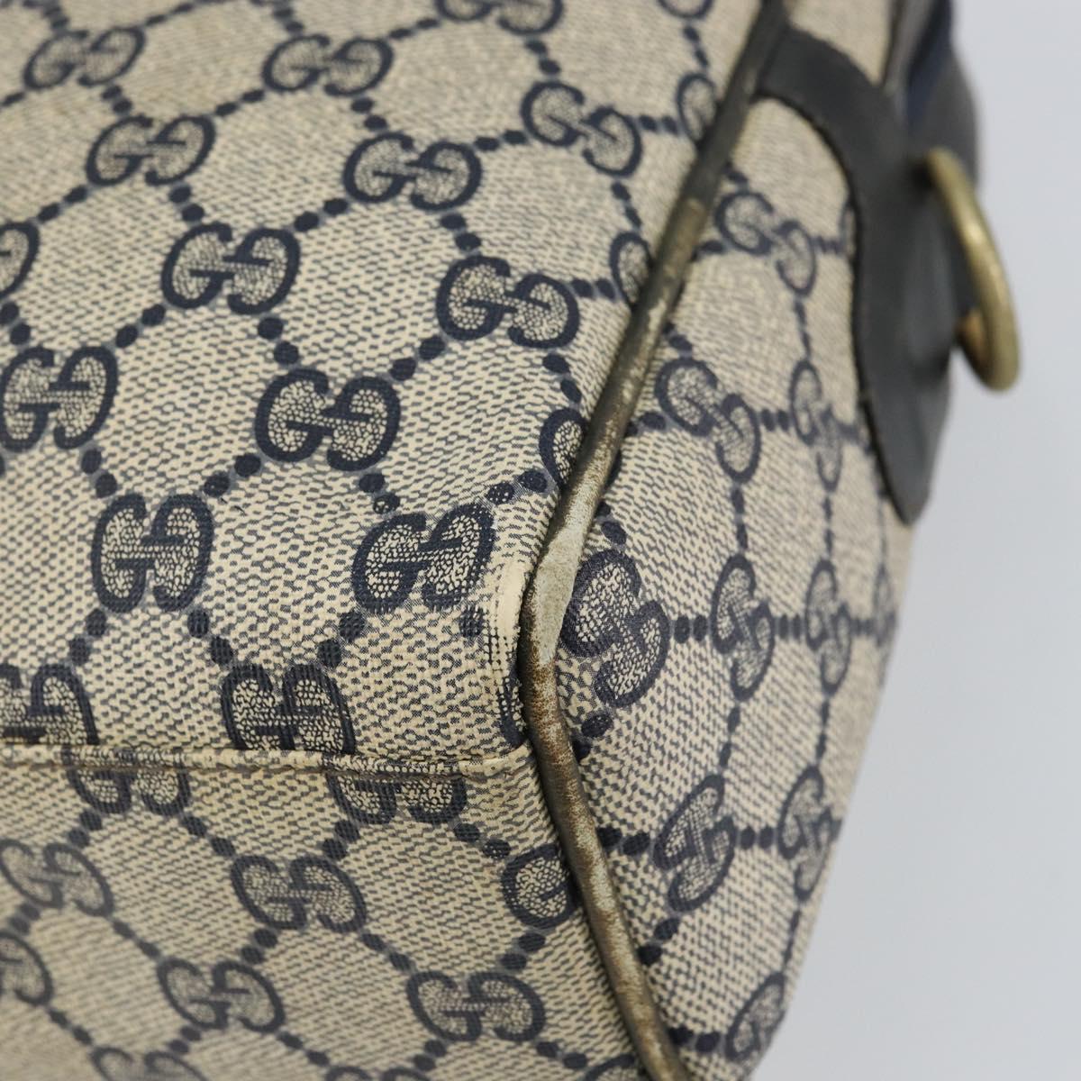 GUCCI GG Supreme Sherry Line Hand Bag PVC Navy Gold Auth 151610