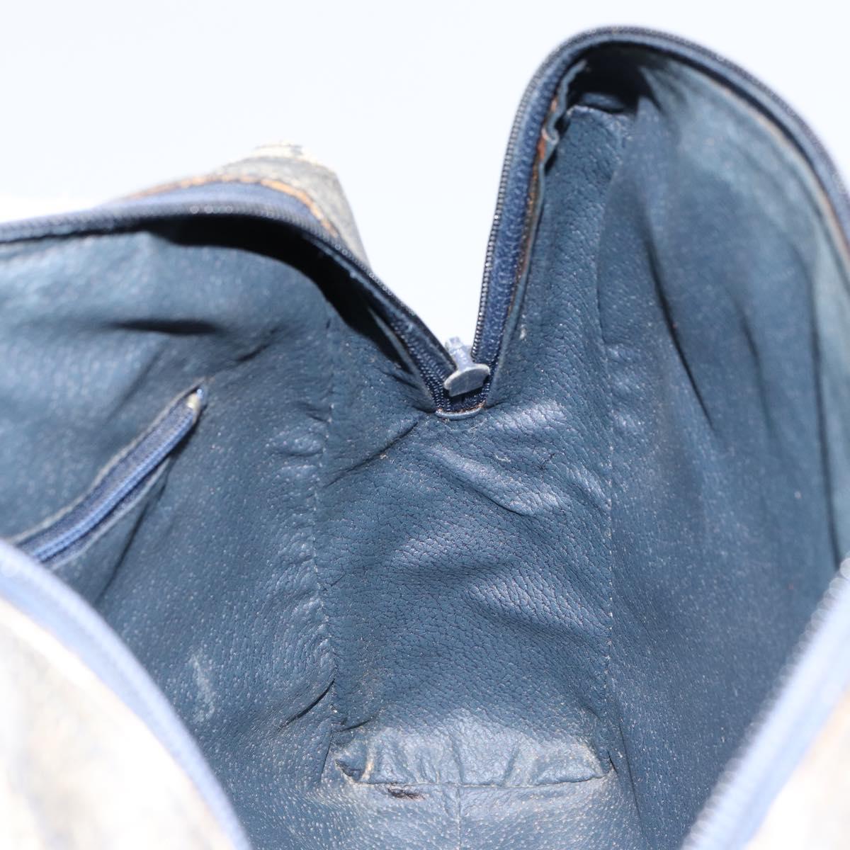 GUCCI GG Supreme Sherry Line Hand Bag PVC Navy Gold Auth 151610