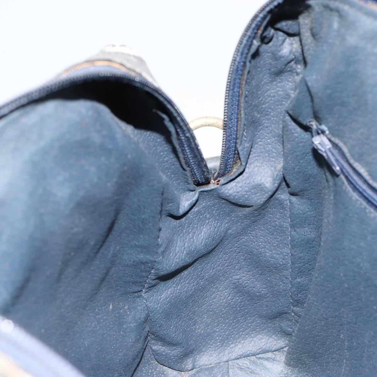 GUCCI GG Supreme Sherry Line Hand Bag PVC Navy Gold Auth 151610