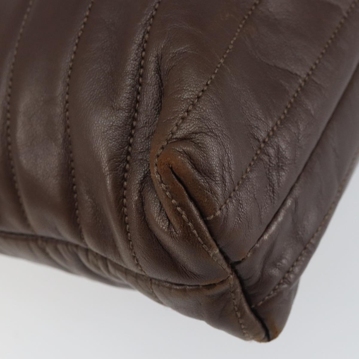 GUCCI Shoulder Bag Leather Brown Silver Auth 151611