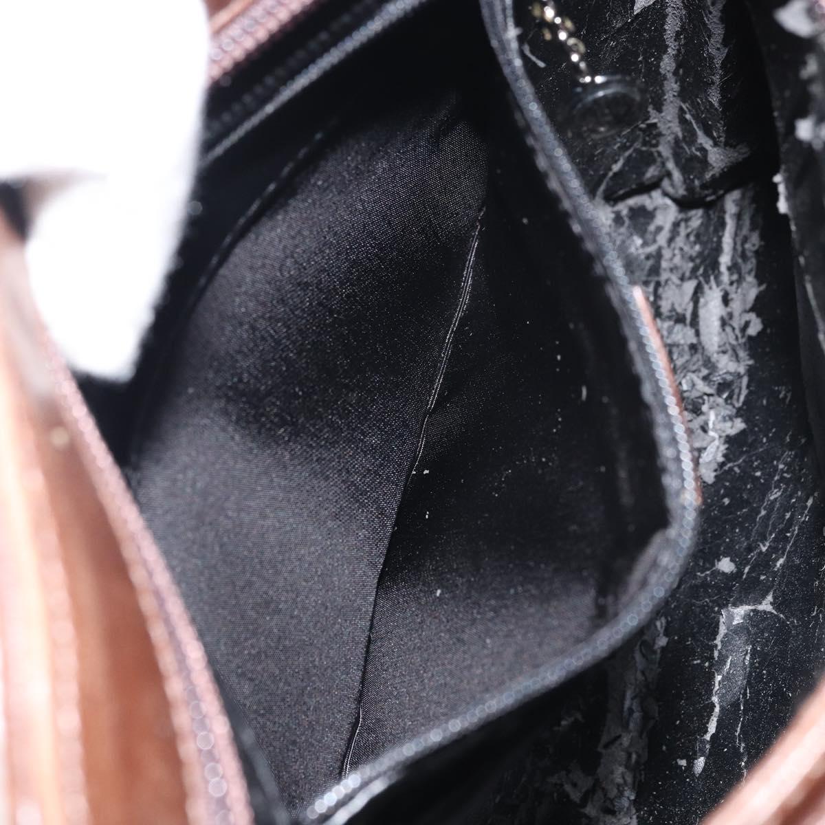 GUCCI Shoulder Bag Leather Brown Silver Auth 151611