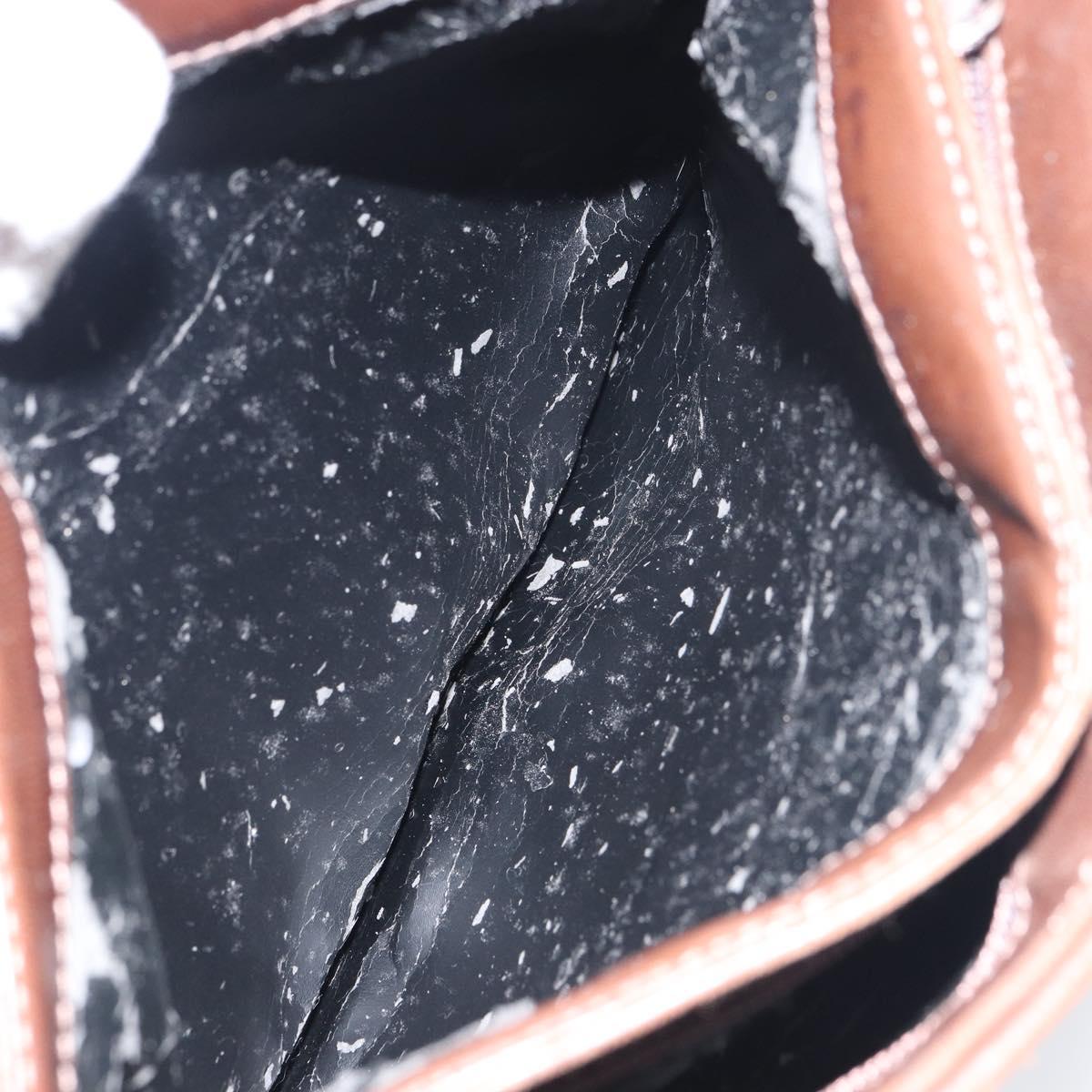 GUCCI Shoulder Bag Leather Brown Silver Auth 151611