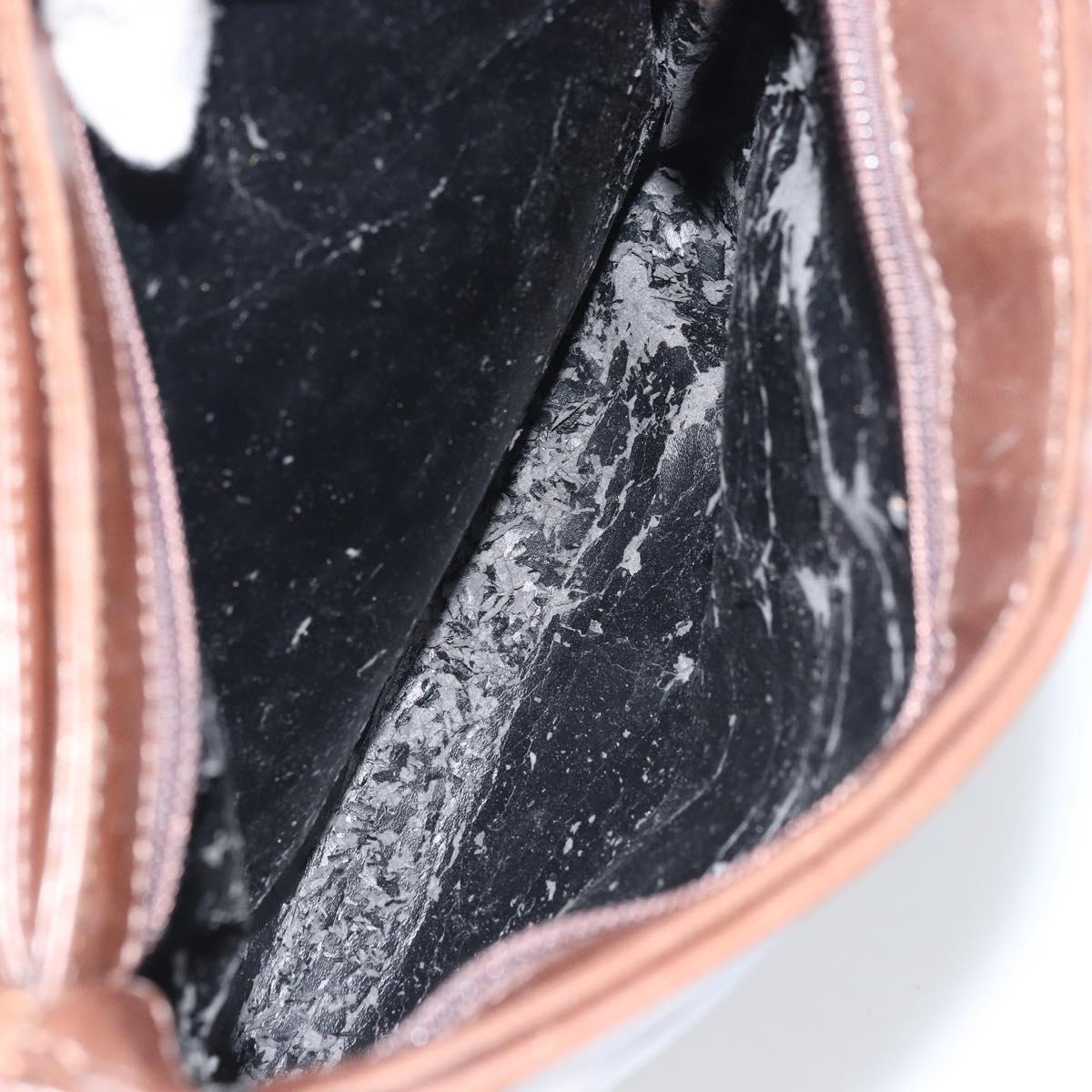 GUCCI Shoulder Bag Leather Brown Silver Auth 151611