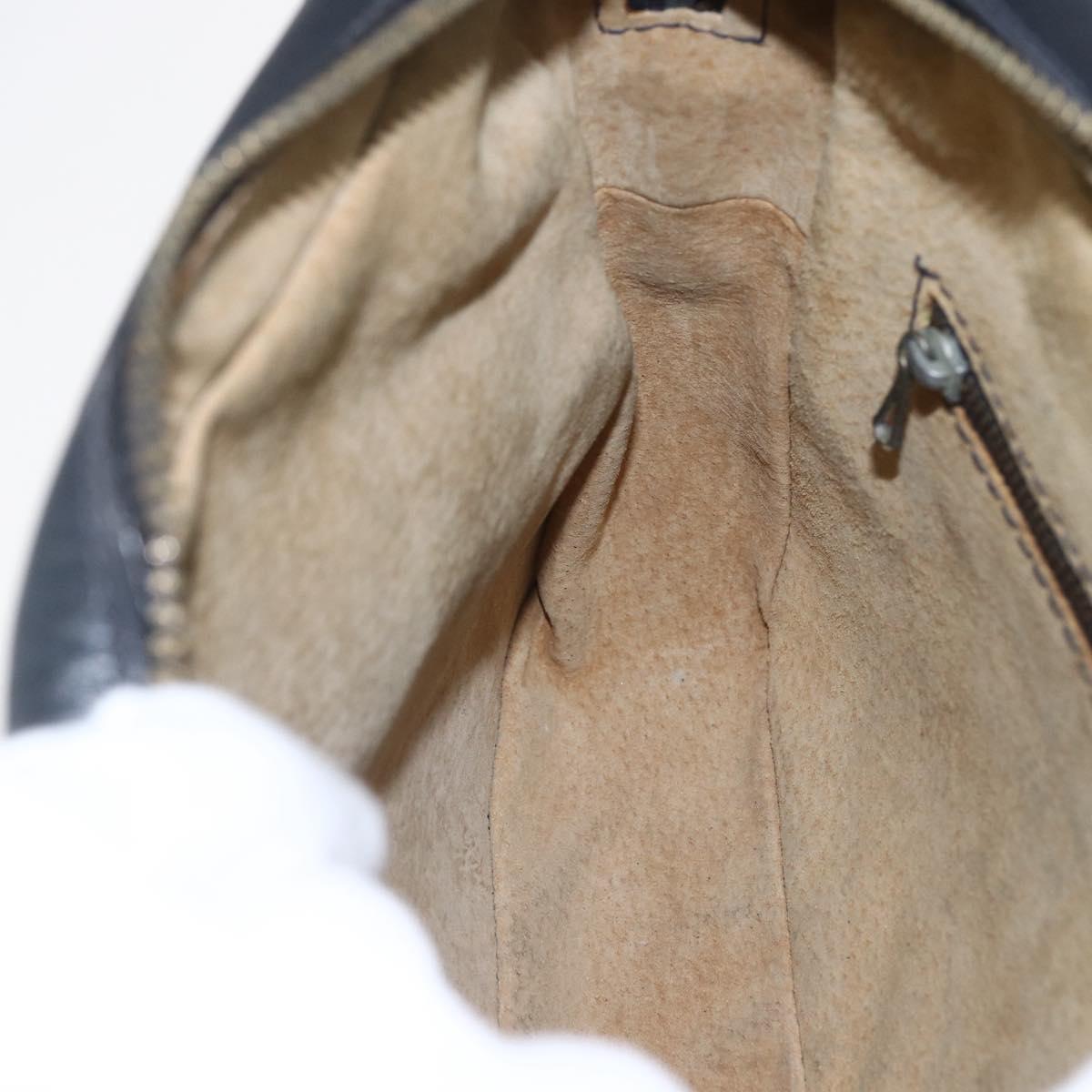 GUCCI GG Canvas Sherry Line Shoulder Bag Navy Gold Auth 151612