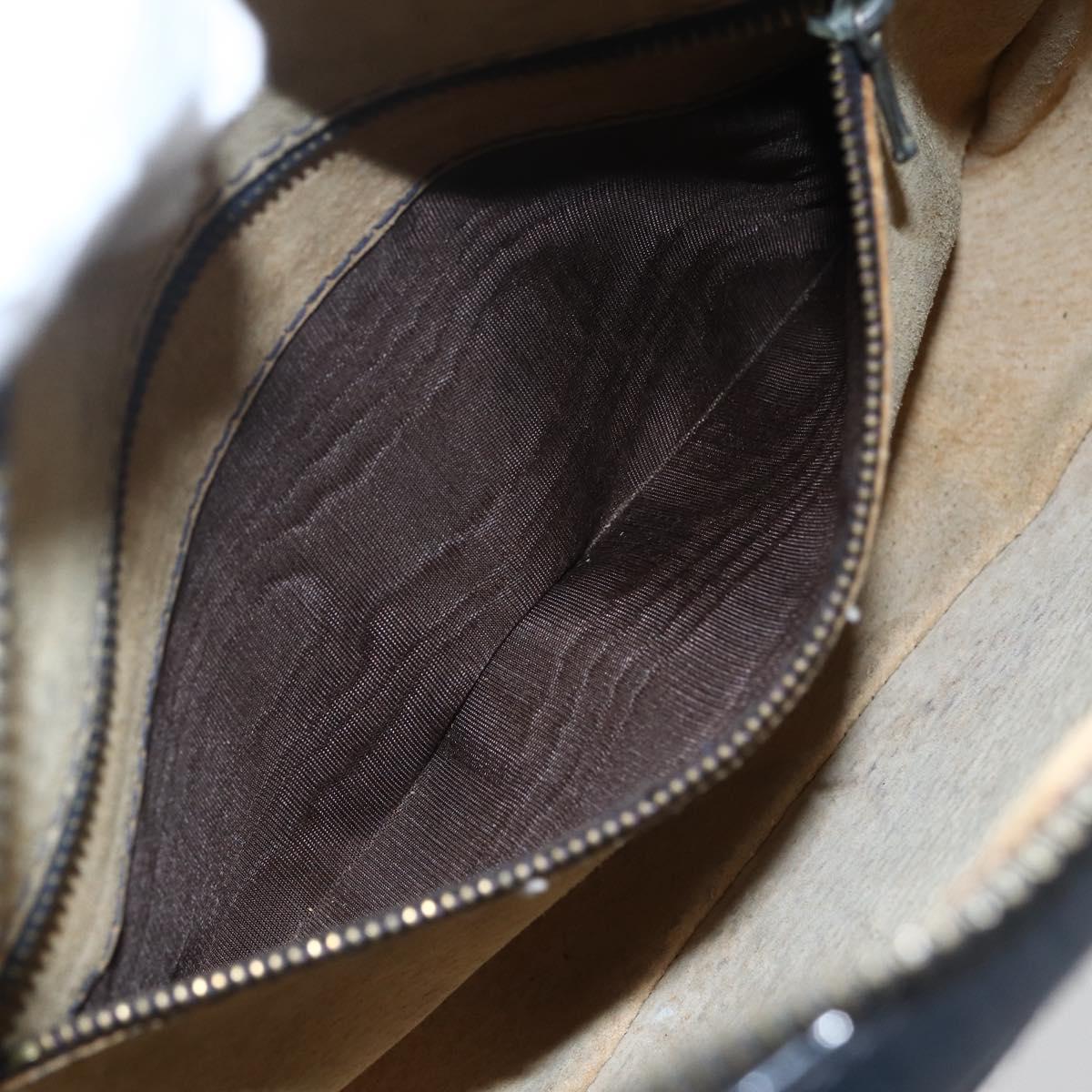 GUCCI GG Canvas Sherry Line Shoulder Bag Navy Gold Auth 151612