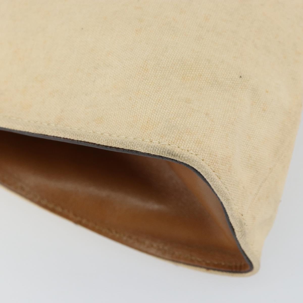 GUCCI Bamboo Hand Bag Canvas Beige Auth 151613